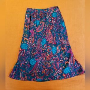 vibrant paisley midi skirt